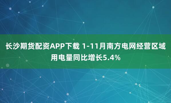 长沙期货配资APP下载 1-11月南方电网经营区域用电量同比增长5.4%