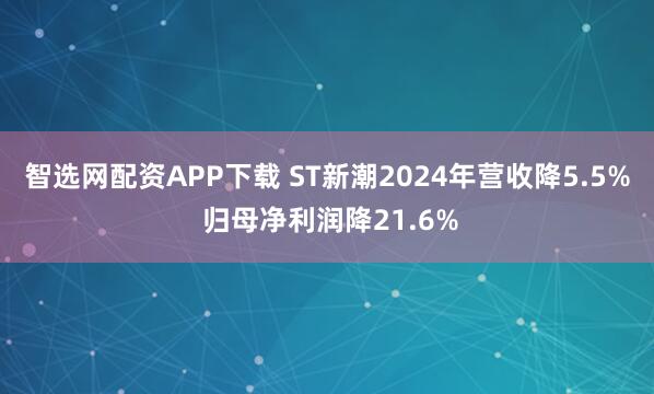 智选网配资APP下载 ST新潮2024年营收降5.5% 归母净利润降21.6%
